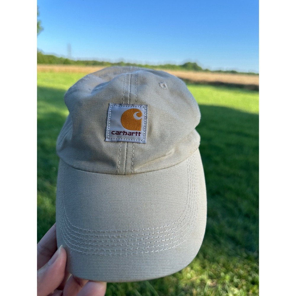 Carhartt Tan Khaki Canvas Baseball Cap‎ Adjustable Dad Hat Logo Patch Workwear